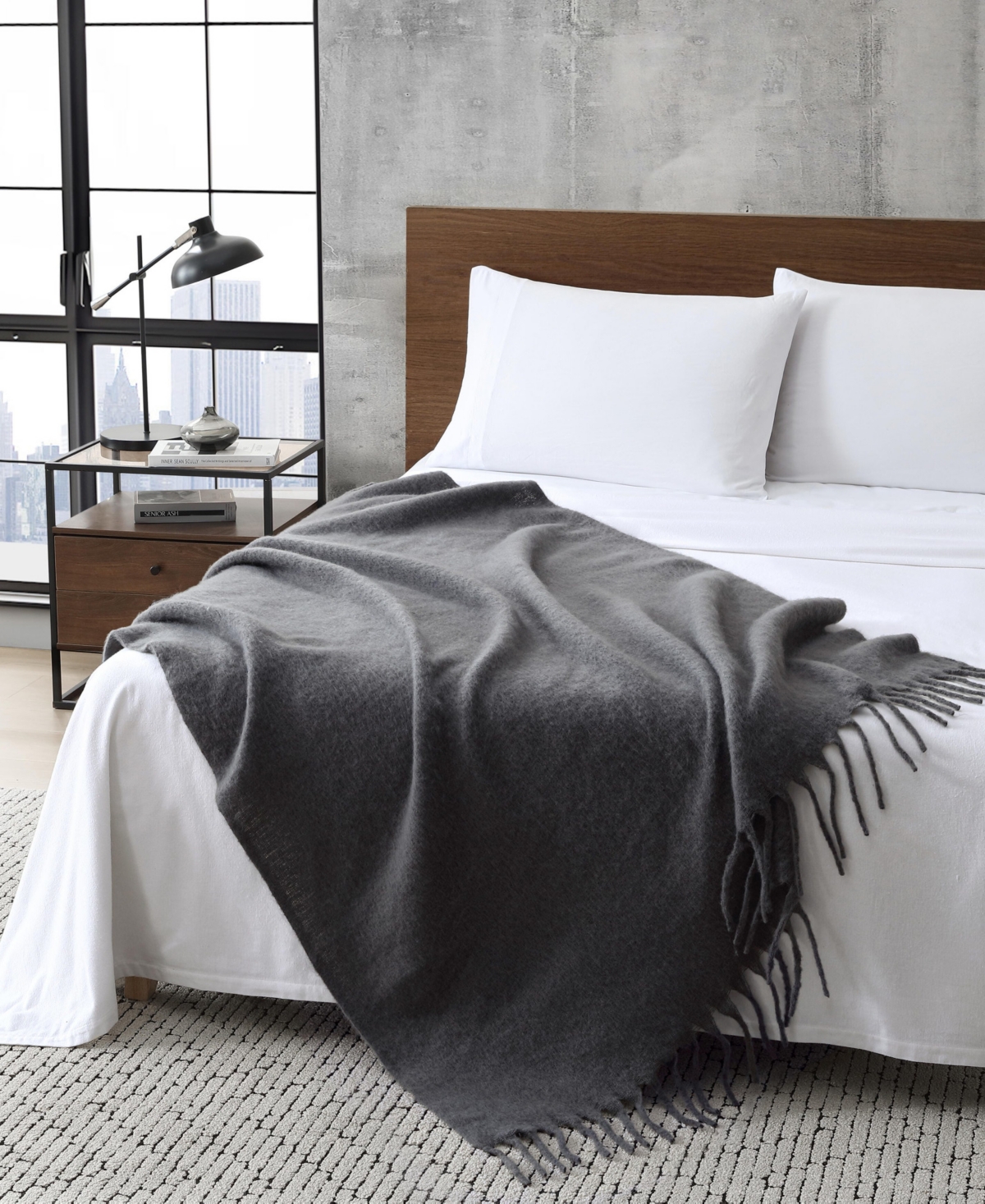 Kenneth Cole New York Faux Fur Mohair Throw Blanket, 70" X 50" In Multi