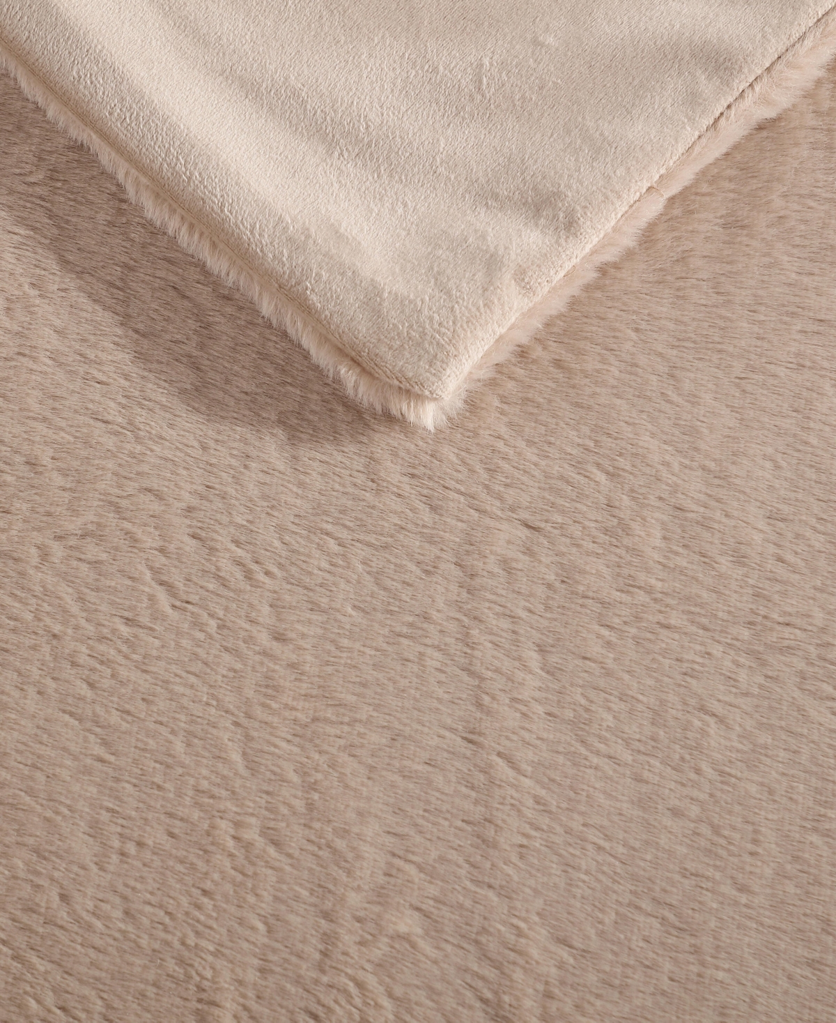 Kenneth Cole New York Solid Faux Fur Throw Blanket, 70" X 50" In Brown