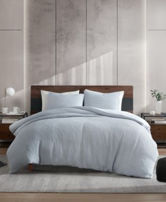 Kenneth Cole New York Solid Waffle Duvet Cover Set In Blue
