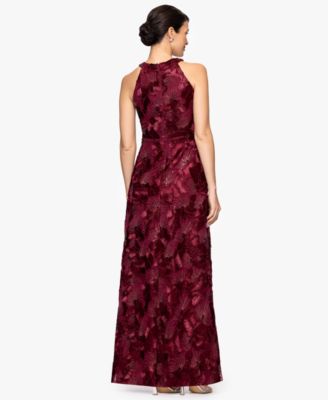 Women's Sequined Soutache Halter Gown