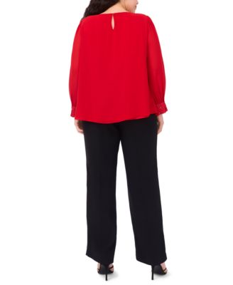 Plus Size Rhinestone Embellished Balloon Sleeve Top