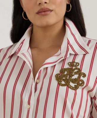 Plus Size Striped Long Sleeve Shirt