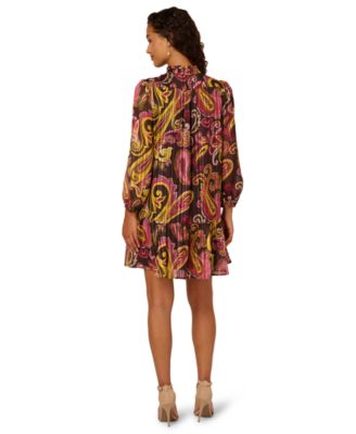 Women's Mock Neck Chiffon Printed Dress