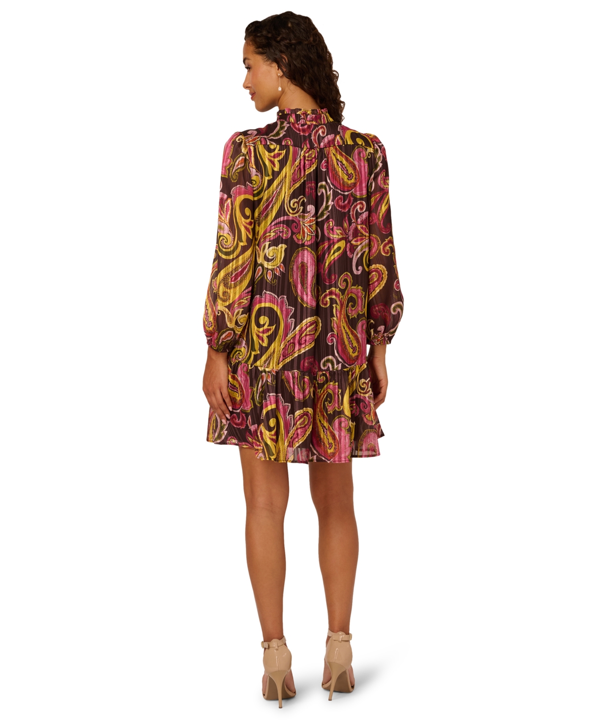 Adrianna Papell Women's Mock Neck Chiffon Printed Dress