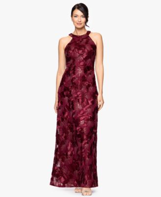 Women's Sequined Soutache Halter Gown