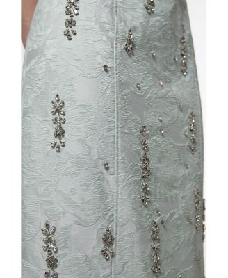 Crystal Embellished Strapless Midi Dress