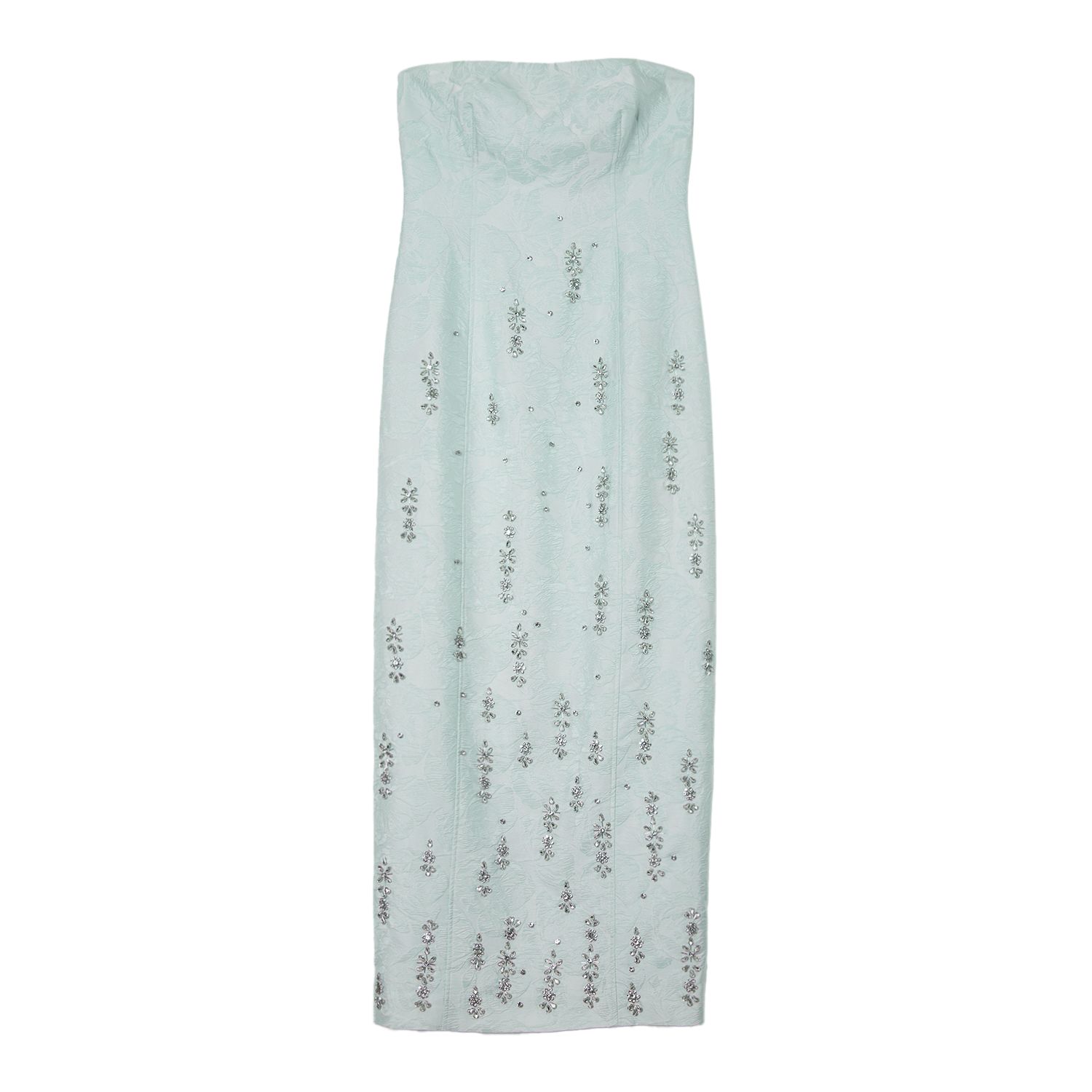Crystal Embellished Strapless Midi Dress
