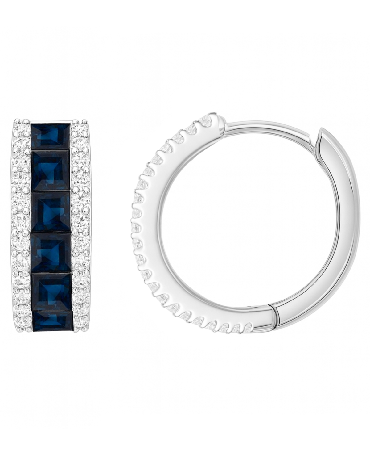 Macy's Emerald (1-1/3 ct. t.w.) and Diamond (1/4 Earrings 14K White Gold