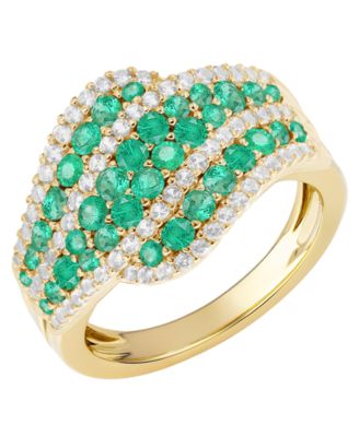 Emerald (1 ct. t.w.) and Diamond (1/2 ct. t.w.) Ring in 14k Gold (also in 14k White Gold Sapphire & 14k Gold Ruby)