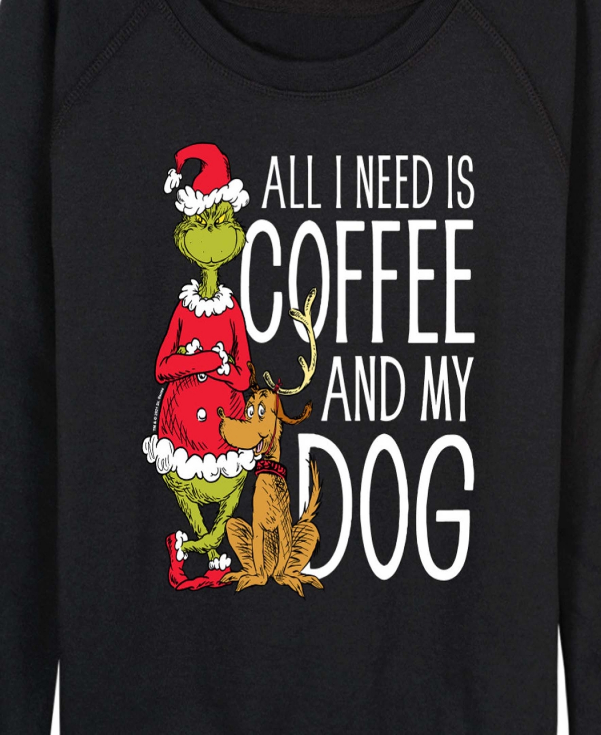 Hybrid Apparel Grinch And Max Coffee And My Dog Women's French Terry Long Sleeve Shirt In Black