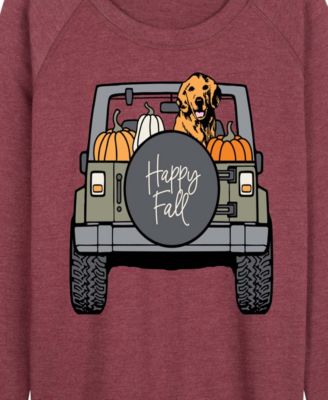 Plus Size Fall Dog in Pumpkin Truck French Terry Long Sleeve T-Shirt