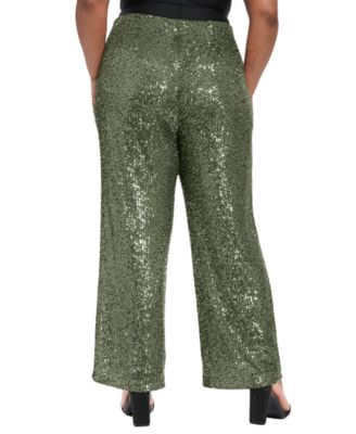 Plus Size Sequined Pull-On Pants