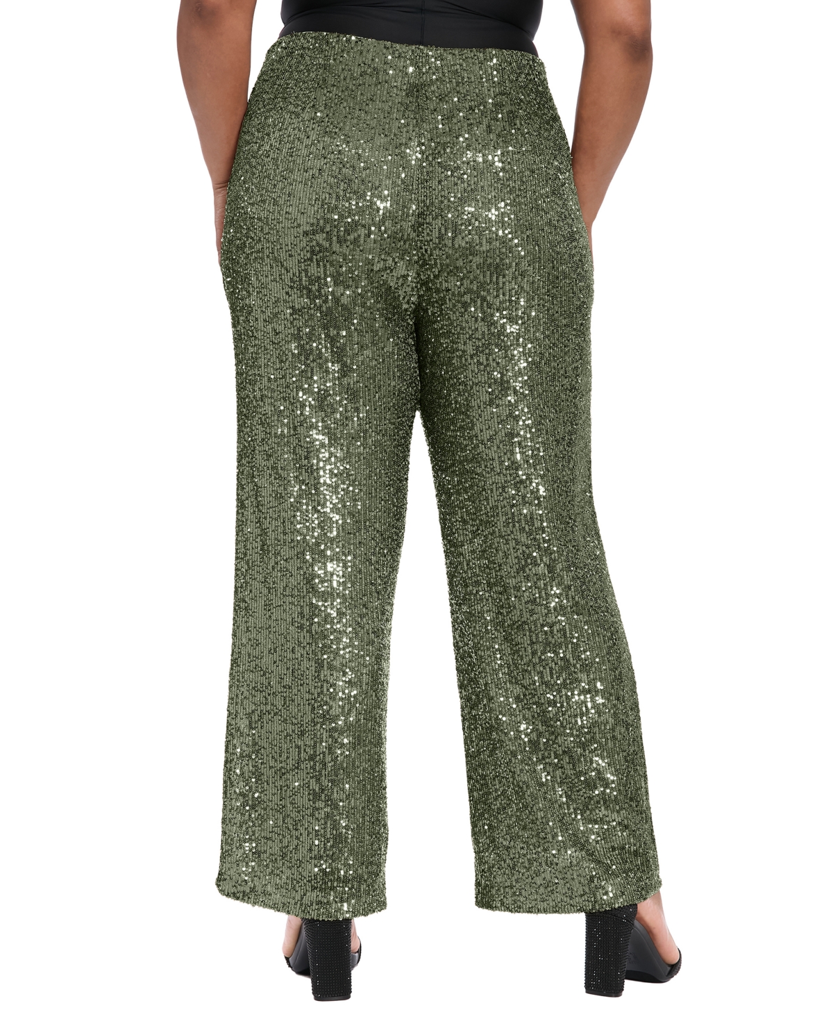 Muse Plus Size Sequined Pull-on Pants In Green