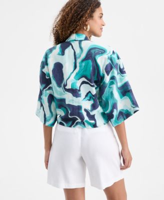Women's Printed Tie-Hem Top, Macy's Exclusive