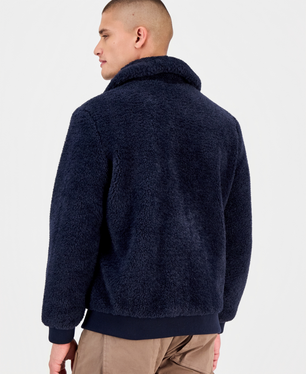 Guess Men's Teddy Bear Fleece Bomber Jacket