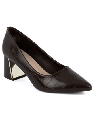 Women's Canal Pointed Toe Block Heel Dress Pumps