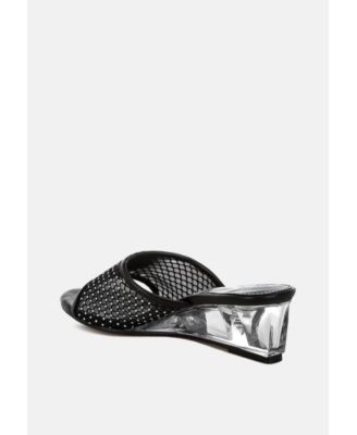 Womens Tempra Mesh Clear Heel Wedge Sandals