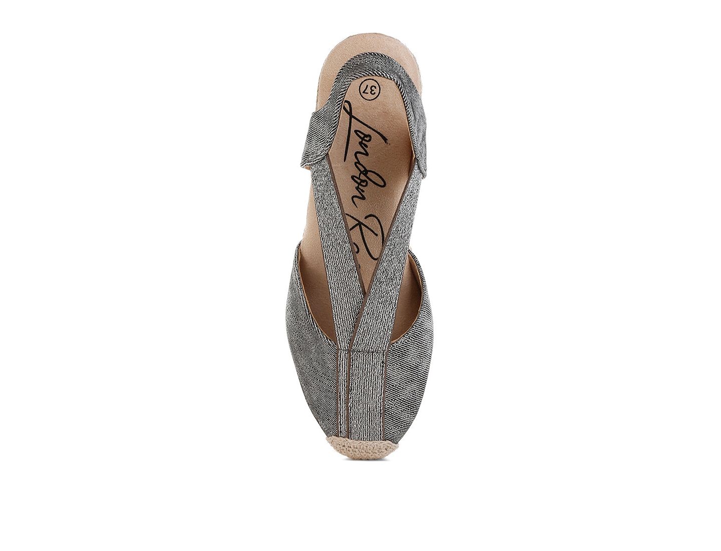 Женские сандалии London Rag Port Side Metallic Woven Espadrille Wedges, цвет: Чёрный джинсовая искусственная кожа — фото 6