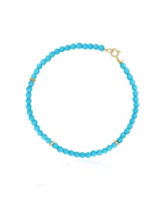 Turquoise Round Bead Bracelet 14K Gold