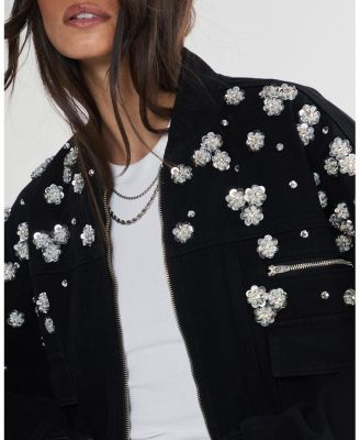 Embellished Flower Applique Jacket