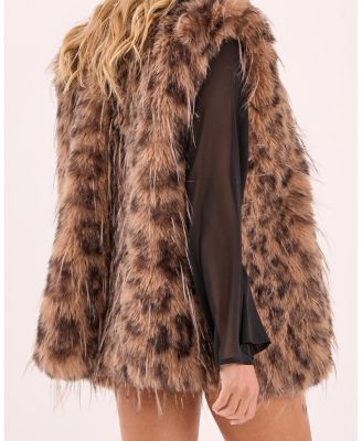 Women's Leopard Print Faux Fur Gilet