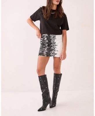 Women's Zebra Ombre Hand Embellished Mini Skirt