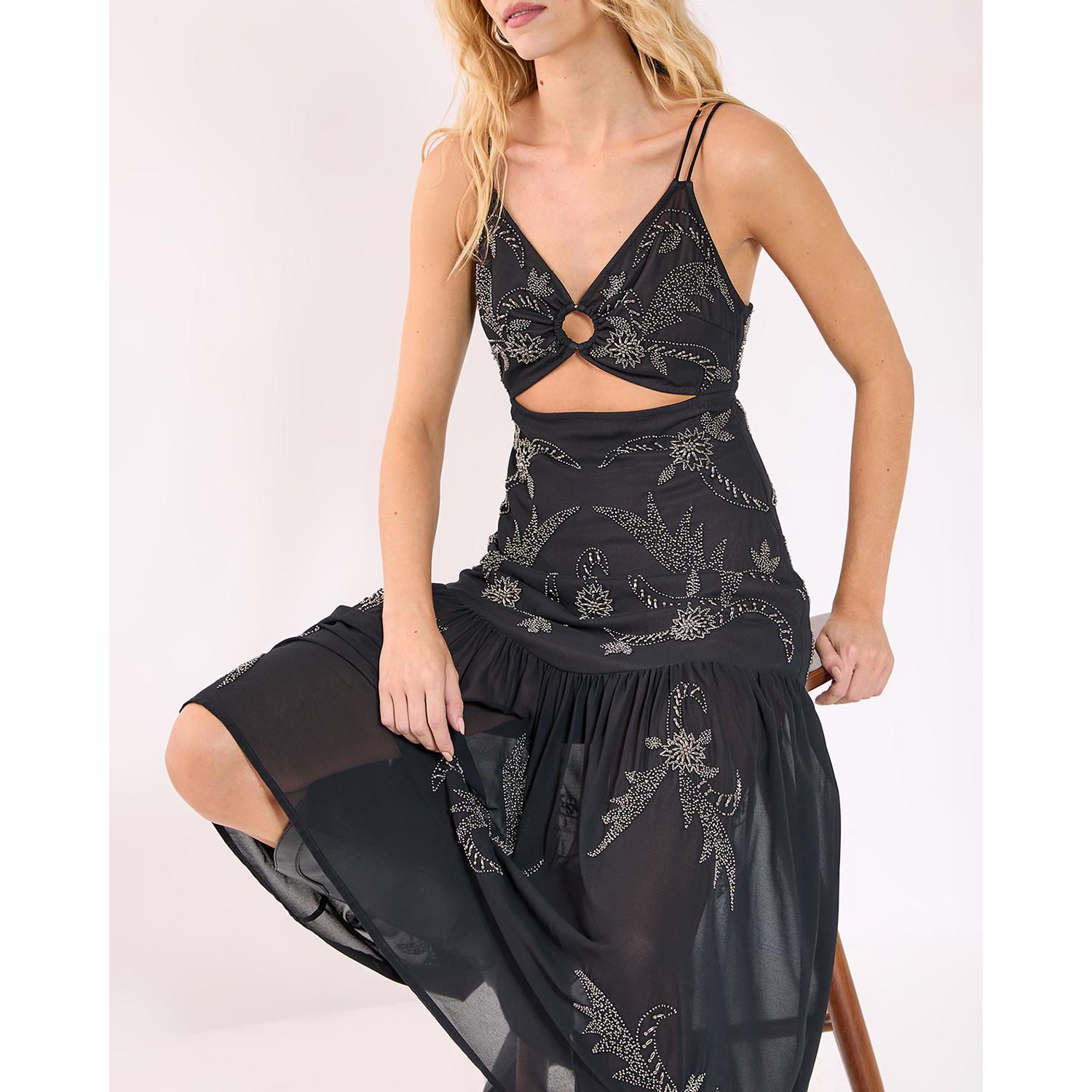 Ring Cut Out Volume Maxi Dress