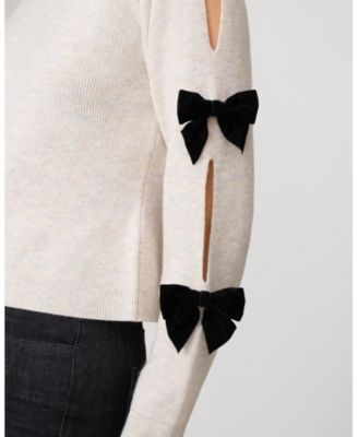 Bow & Cut Out Sleeve Sweater