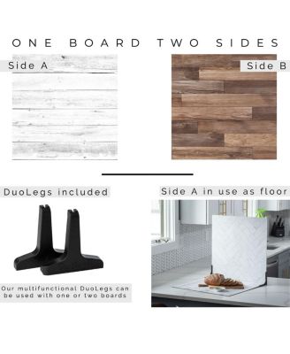 Duo Board - 24x24" Double Sided Surface Board, Whitewash/Hickory Planks