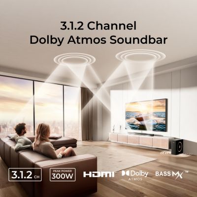 Skywave F30 3.1.2ch Sound Bar with Dolby Atmos for Smart TV, Home Theater, 300W