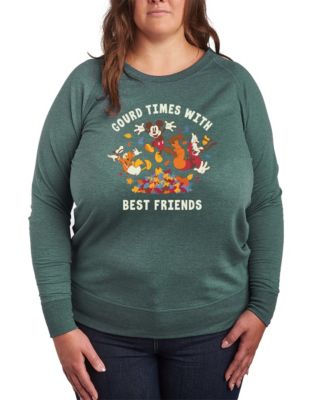 Plus Size Disney Fall Mickey and Friends Gourd Times French Terry Long Sleeve T-Shirt