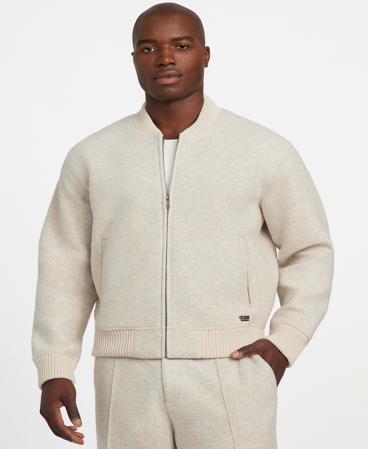Guess Men's Scuba Melange Long Sleeve Bomber Jacket