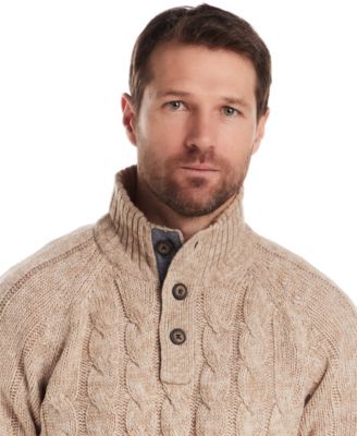 Men's Cable Knit Quarter Button Long Sleeve Sweater