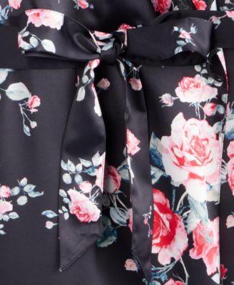 Women's Printed Lace Trim Shawl Collar Robe, Created for Macy's