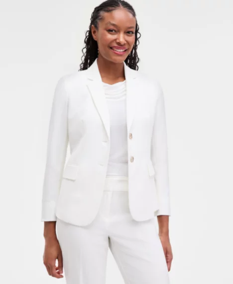 Women's Stretch Crepe Two-Button Blazer, Regular & Petite - Vanilla Ice