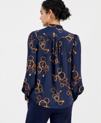 Women's Printed Button-Front Blouse
