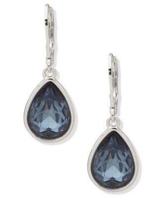 Nine West - Glass Stone Silver-Tone Drop Earrings