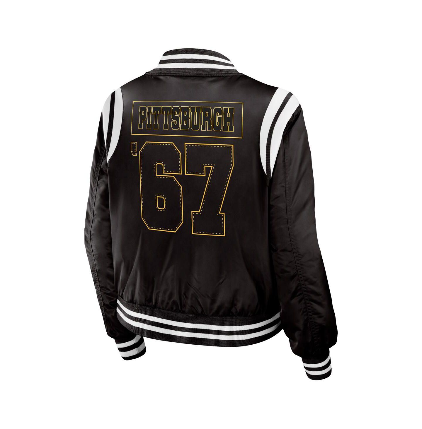 Женская куртка WEAR by Erin Andrews Black Pittsburgh Penguins Baller Full-Zip Bomber — фото 3