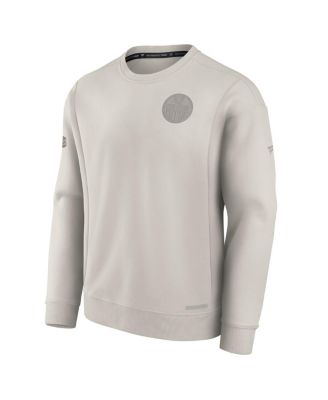 Men's Cream Edmonton Oilers Authentic Pro Road Fleece Pullover Sweatshirt