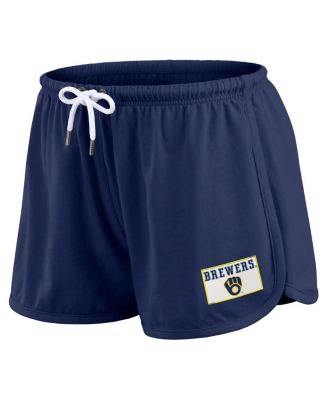 Women's 2-Piece Navy Milwaukee Brewers Heavy Rugby Jersey Long Sleeve T-Shirt and Shorts Lounge Set