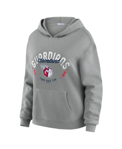 Женский комплект WEAR by Erin Andrews 2-Piece Gray Cleveland Guardians Waffle-Knit Long-Sleeve Hoodie and Lounge Pant Set