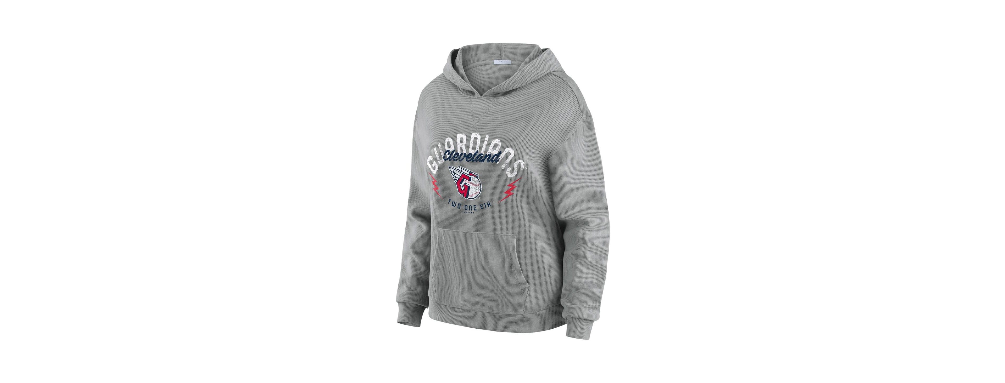 Wear by Erin Andrews Women's 2-Piece Gray Cleveland Guardians Waffle-Knit Long-Sleeve Hoodie and Lounge Pant Set