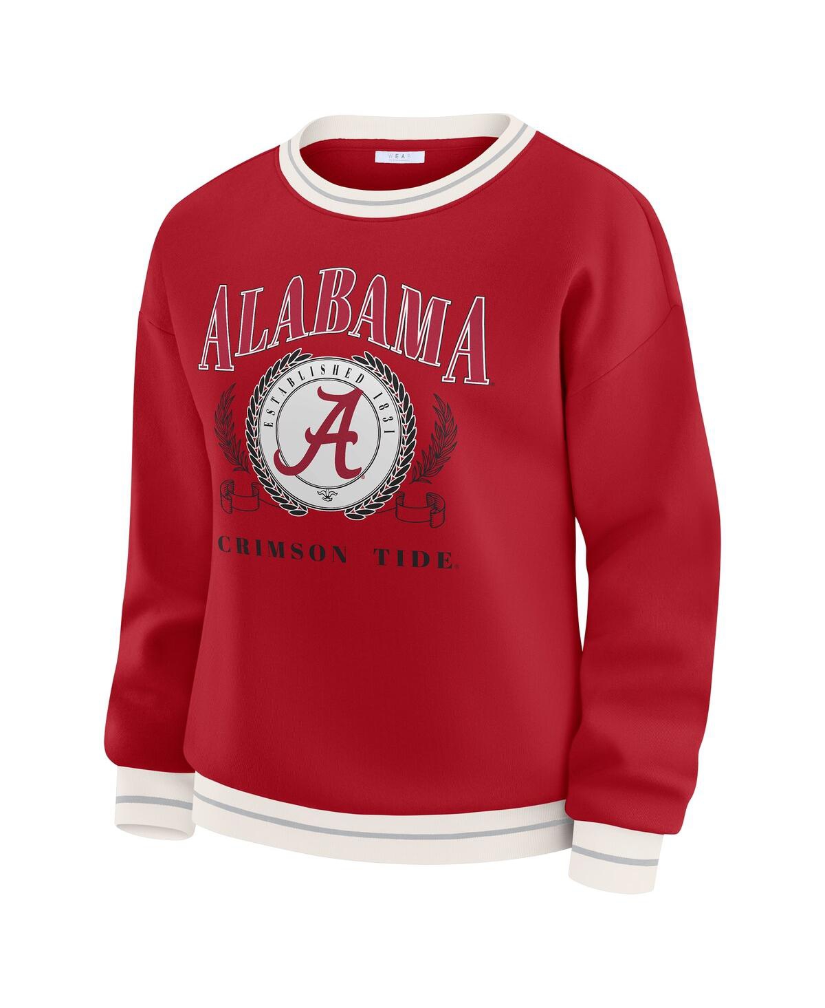 Wear By Erin Andrews Women's Crimson Alabama Crimson Tide Seal Sweatshirt In White