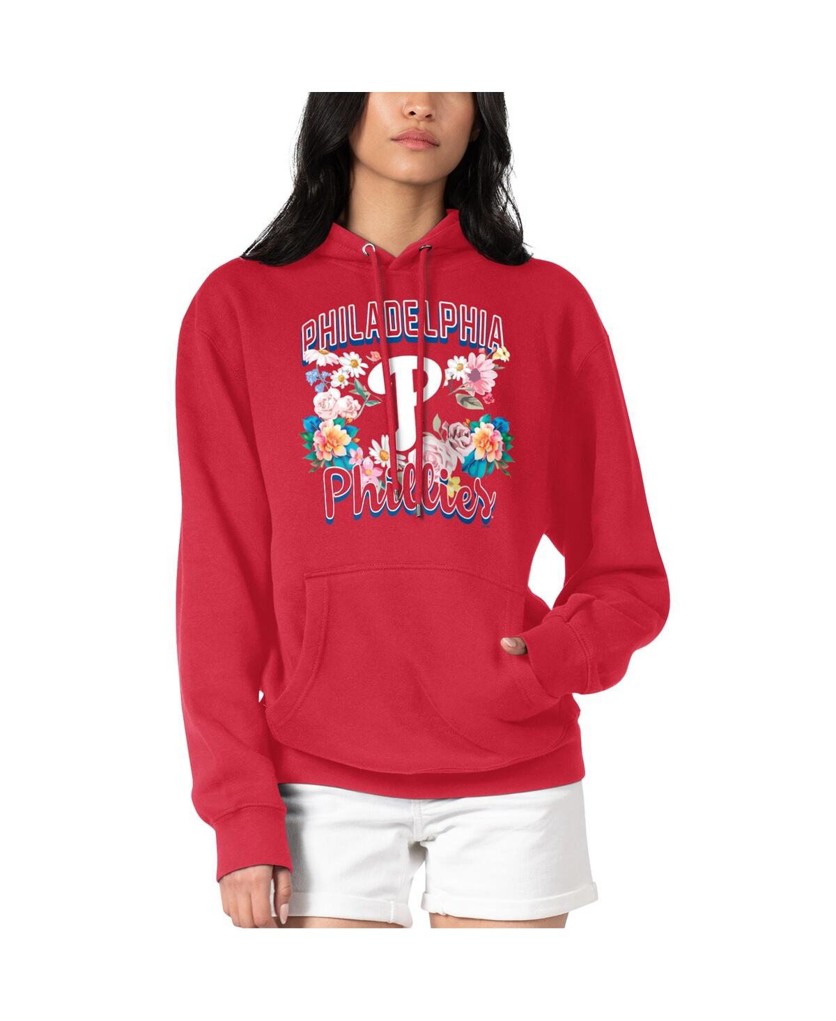 G-iii 4her By Carl Banks Women's Red Philadelphia Phillies Flowers Graphic Pullover Hoodie