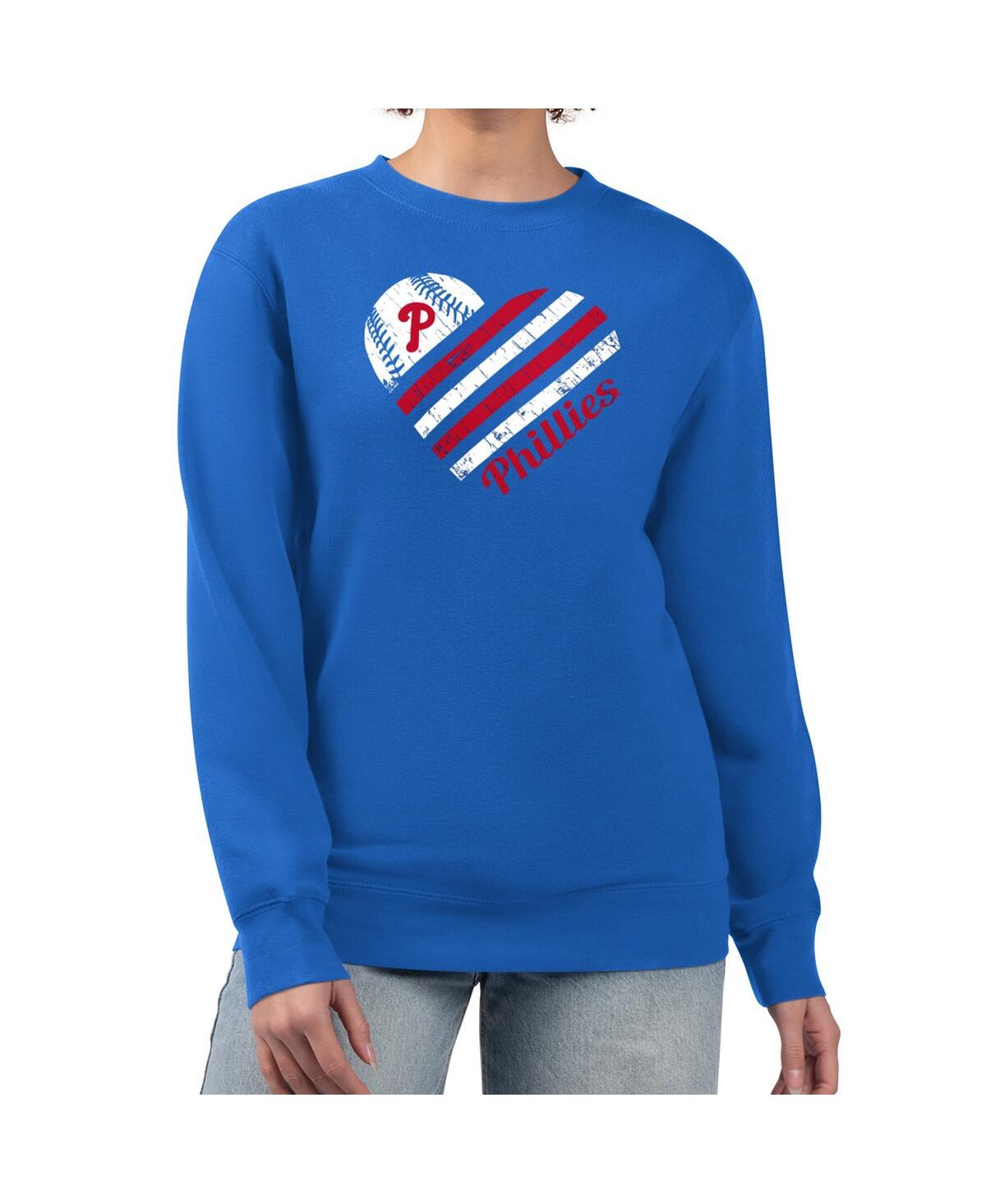 G-iii 4her By Carl Banks Women's Blue New York Rangers Heart Graphic Pullover Sweatshirt In Multi