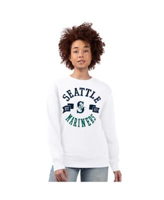 Women's White Seattle Mariners Team Logo Fleece Pullover Sweatshirt