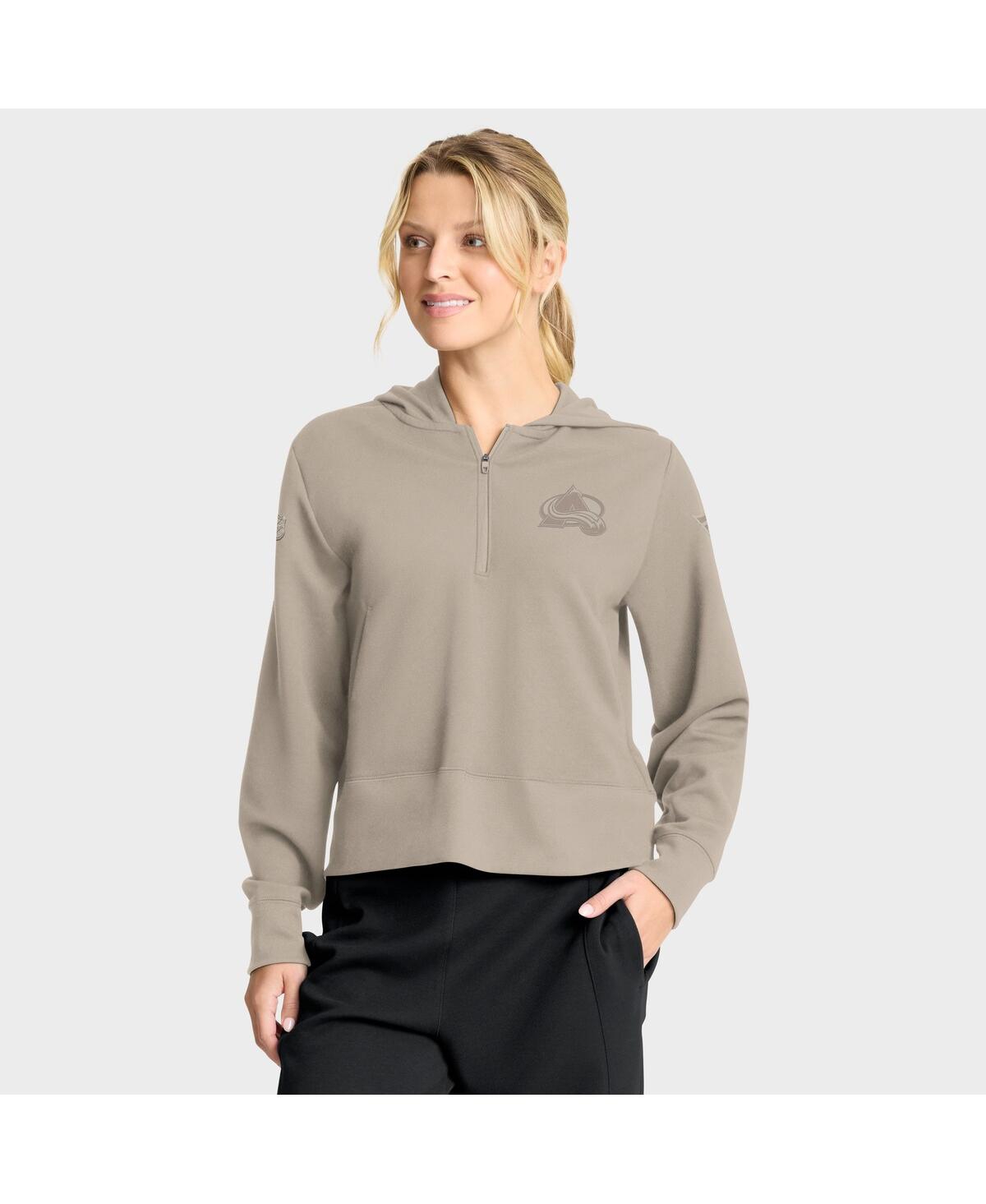 Fanatics Women's Tan Colorado Avalanche Authentic Pro Road Tri-Blend Quarter-Zip Hoodie - Tan