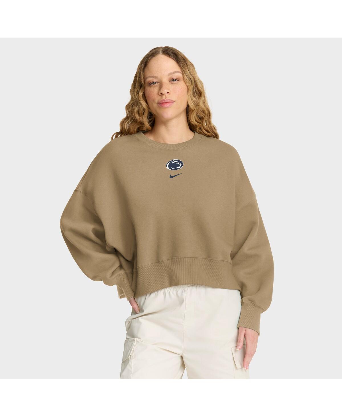 Nike Women's Tan Kentucky Wildcats Oversized Phoenix 2-hit Pullover Sweatshirt In Brown