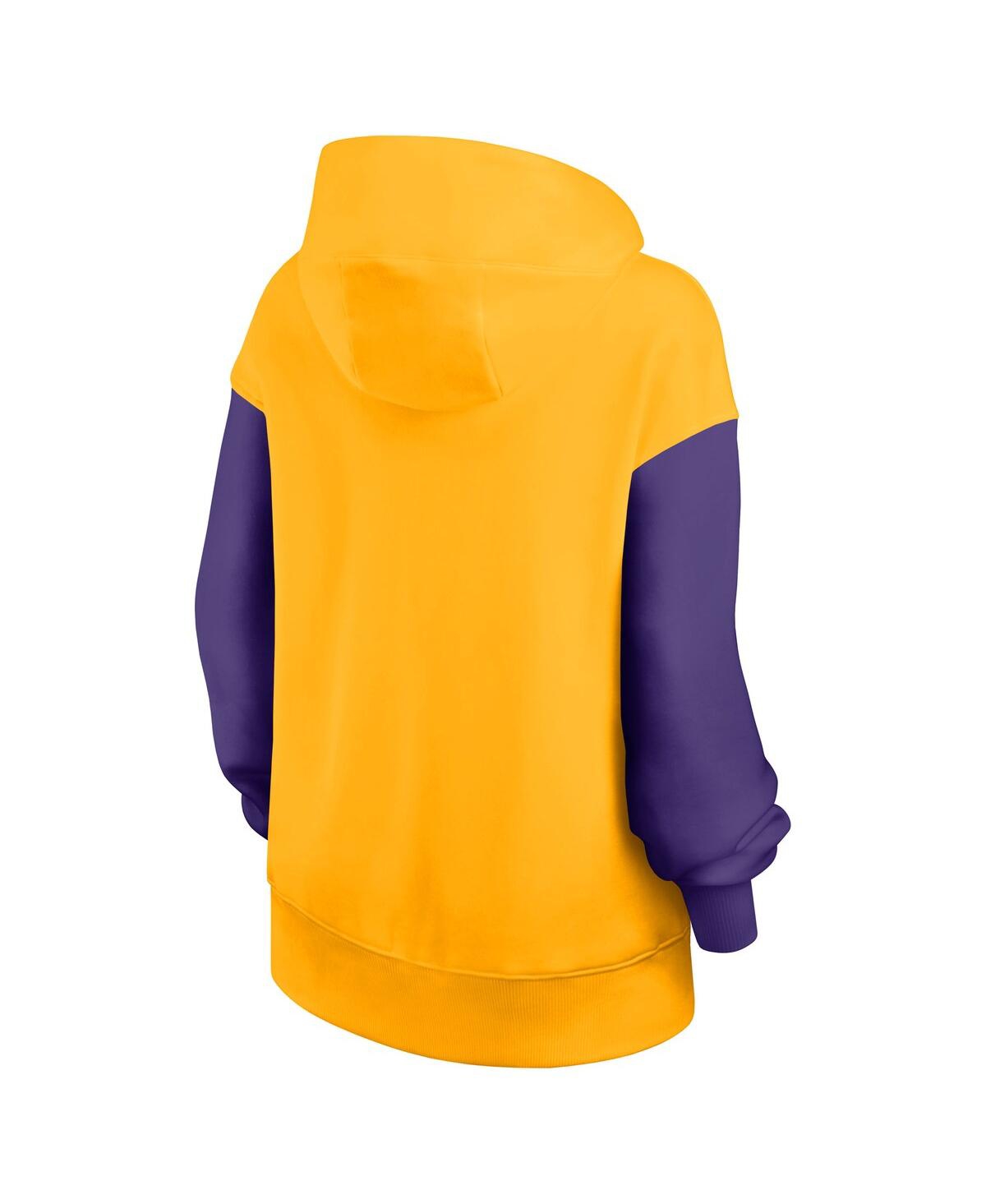 Nike Women's Gold/purple Lsu Tigers Oversized Legacy Phoenix Pullover Hoodie In Yellow