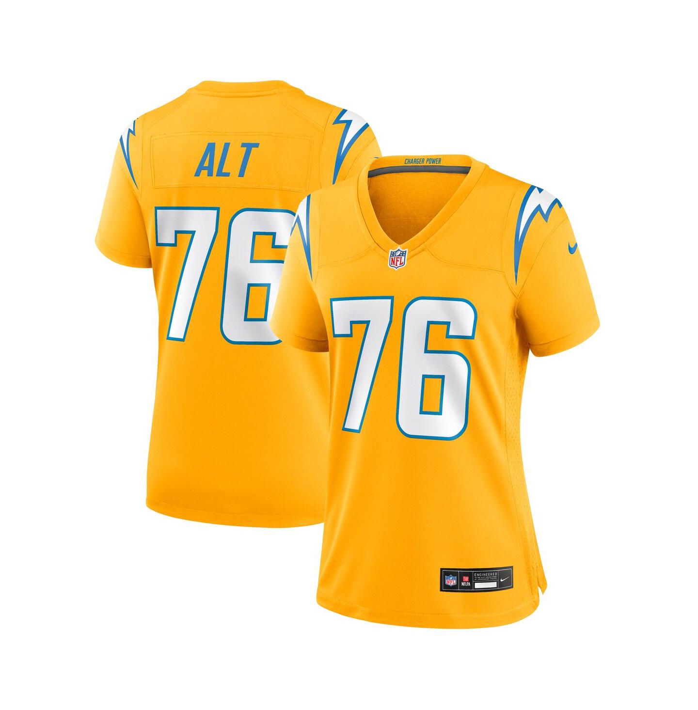 Женский топ Nike Joe Alt Gold Los Angeles Chargers Alternate Charger Power Game Jersey — фото 1